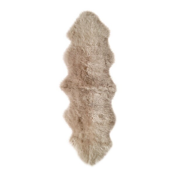 Homeroots 2 X 2 X 6 In. New Zealand Double Sheepskin Rug Taupe 293194 - main